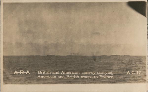 British and American Convoy Carrying American and British Troops to France