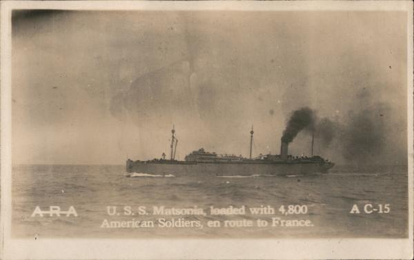 USS Matsonia, loaded with 4,800 American Soldiers, en route to France