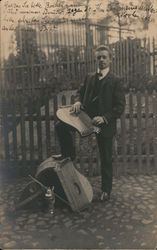 Man with zithers, stein Germany Men Postcard Postcard Postcard