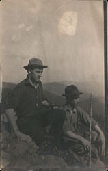 Two Men with Camera, Gear on Mountaintop Postcard