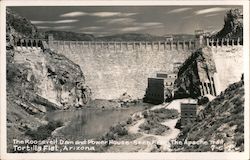 Roosevelt Dam and Power House Seen From Apache Trail Postcard