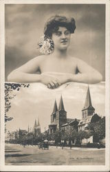 Basilica of St. Cunibert - Woman with Flower in Hair Postcard