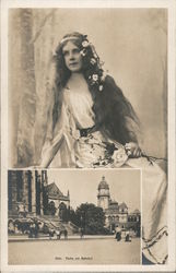 Part of Railway Station - Woman with Flowers, Long Hair Postcard