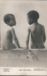 1901 Photograph of Two Little Boys "TWO COON BOYS" Rotograph Series No. A 131 By BURR MCINTOSH Postcard