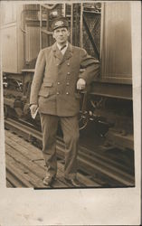 Train Conductor Trains, Railroad Postcard Postcard Postcard