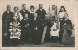 Group in Traditional Estonian Costume with Musical Instruments Postcard