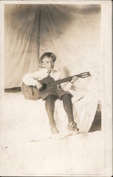 Boy Playing Guitar Postcard