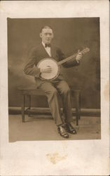 Man With a Banjo Music Postcard Postcard Postcard