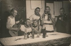 Musical Troupe Enjoying Drinks and a Cigarette Postcard