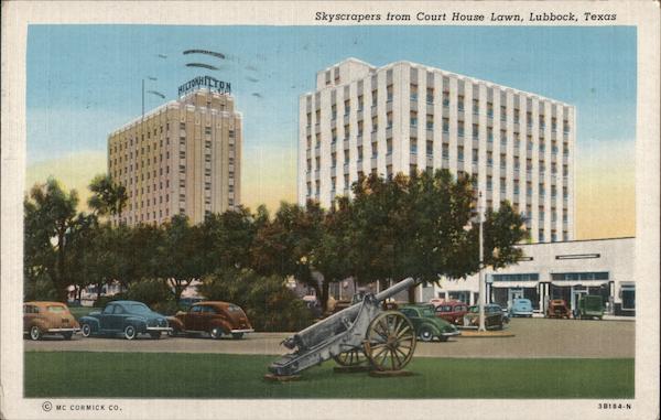 Skyscrapers from Court House Lawn Lubbock Texas