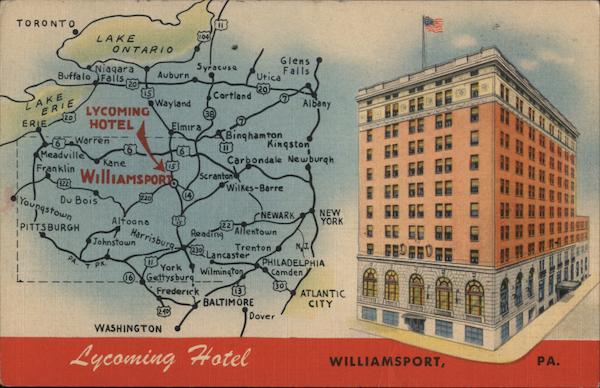 Lycoming Hotel - Map Williamsport Pennsylvania