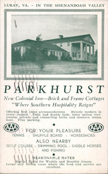 Parkhurst Colonial Inn Luray Virginia