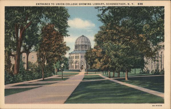 Entrance to Union College Showing Library Schenectady New York
