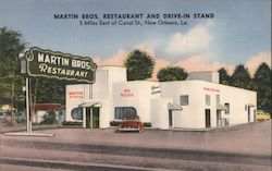 Martin Bros. Restaurant and Drive-In Stand Postcard