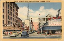 Looking North on Central from Washington Street Postcard