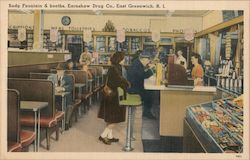 Soda Fountain & Booths, Earnshaw Drug Co. East Greenwich, RI Postcard Postcard Postcard