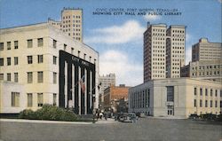 Civic Center, Showing City Hall and Public Library Postcard
