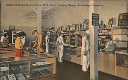 Interior of Ship's Service Store, U.S. Naval Training Center Postcard