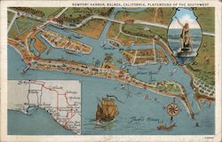 Newport Harbor, Balboa, California, Playground of the Southwest Postcard