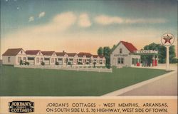 Jordan's Tourist Cottages - Texaco Station West Memphis, AR Postcard Postcard Postcard