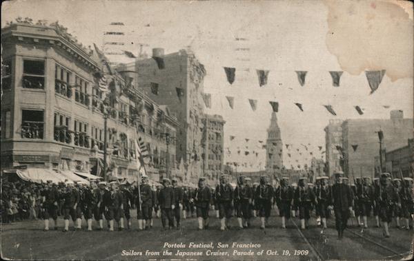 Portola Festival, Sailors from the Japanese Crusier, Parade of Oct. 19, 1909 San Francisco California