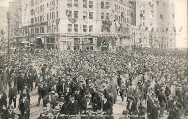 Nearly two million people during Portola Festival 1909 San Francisco California