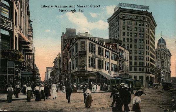 Liberty Avenue and Market Street PIttsburgh, PA Postcard