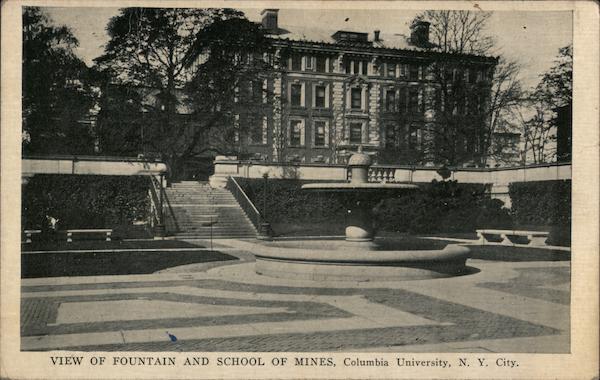 View of Fountain and School of Mines, Columbia University New York