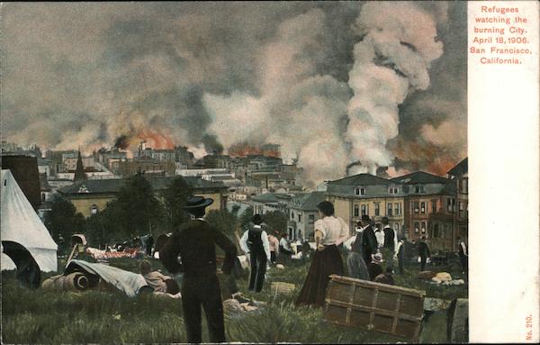 Refugees Watching the Burning City, April 18, 1906 San Francisco California