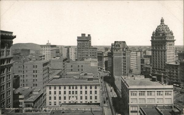 Sky Scrapers. San Francisco Chronicle Building No.1 and Call Bldg. No. 2 California