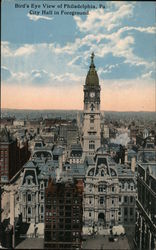 Bird's Eye View with City Hall in Foreground Philadelphia, PA Postcard Postcard Postcard