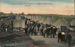 Regulars from Fort Sheridan in Camp at Grant Park Postcard