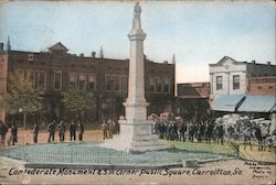 Confederate Monument & S.W. Corner Public Square Carrollton, GA Buyers Postcard Postcard Postcard