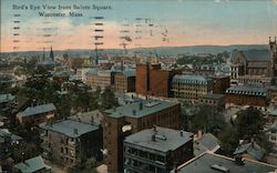 Bird's Eye View from Salem Square Worcester, MA Postcard Postcard Postcard