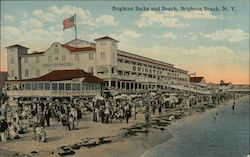 Brighton Baths and Beach Postcard