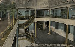Lobby, Hotel Wellington Des Moines, IA Postcard Postcard Postcard