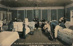 A Night Alarm at No. 5 Central Fire Station Postcard