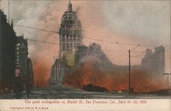 The Great Conflagration on Market St. April 18-20, 1906 San Francisco, CA 1906 San Francisco Earthquake Postcard Postcard Postcard