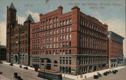 City Hall, Bee Building, Brandeis Theater Omaha, NE Postcard Postcard Postcard