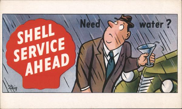 Need Water? Shell Service Ahead Advertising
