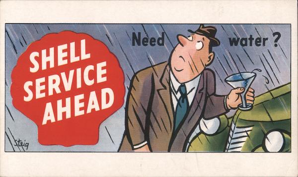 Need Water? Shell Service Ahead Advertising