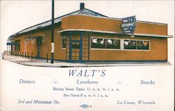 Walt's Dinners Luncheons Snacks 3rd and MIssissippi Sts. Postcard