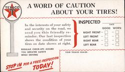 Texaco A Word of Caution about your Tires! Postcard