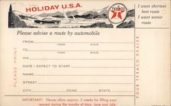 Texaco Business Reply Card Requesting Shortest Best or Scenic Route Postcard