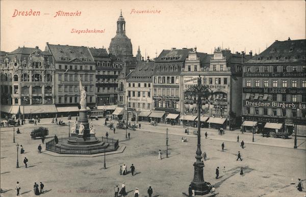 Old Market Victory Monument, Church of Our Lady Dresden Germany
