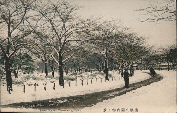 Snow Scene in the Park Yokohama Japan