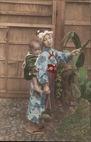 Girl with Baby on Back Japan