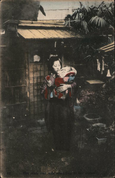 The contended wife attending to her duties. Japan