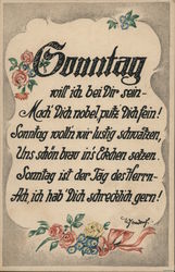 Sonntag - Sunday (romantic German poem) Postcard