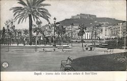 Napoli - Interno della Villa con veduta di Sant'Elmo Postcard